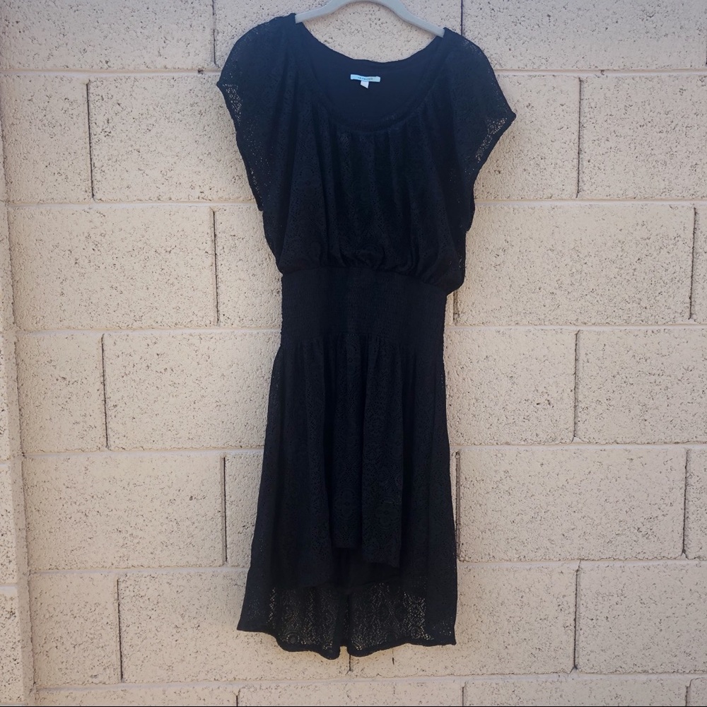 Anthropologie Liefnotes Black Smocked Lace Dress S